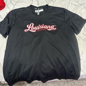 Black cursive Louisiana volleyball tee